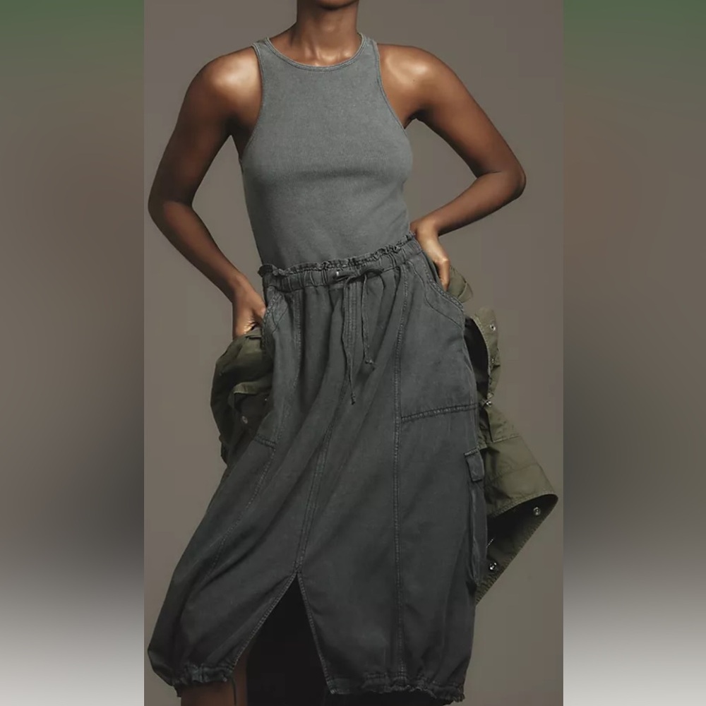 NWT Daily Practice (Anthropologie) Utility 2 fer dress, Washed Black, Petite Sm